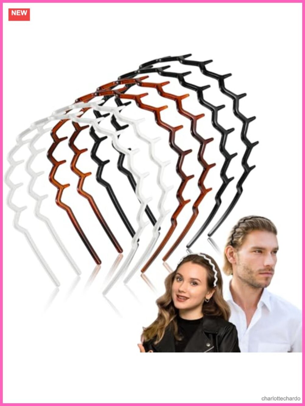 6 Pack Zig Zag Headbands Wavy Comb Non-Slip Plastic Hair Accessories